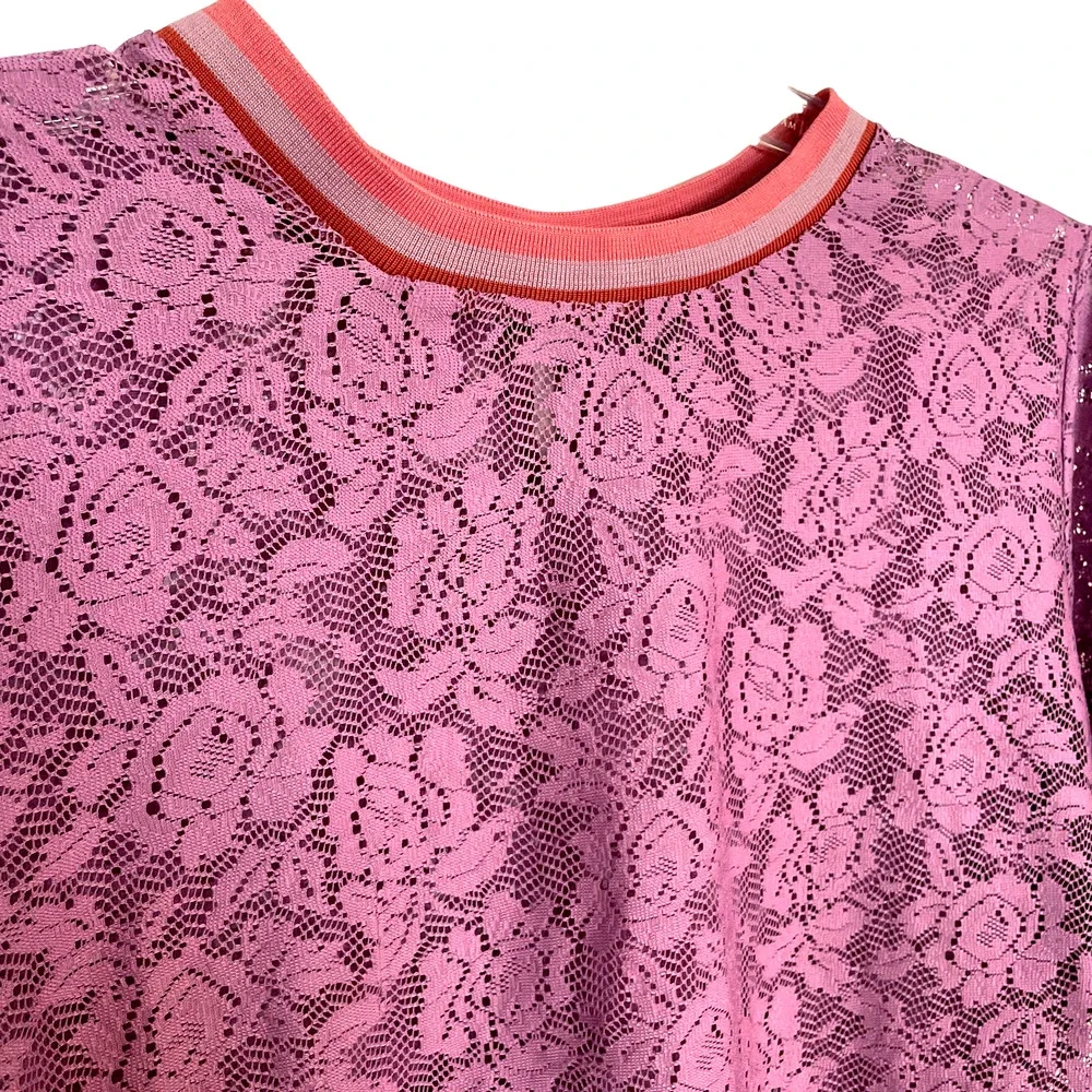ASOS Maternity Lilac Lace Ruffle Sleeve Stripe Tipping T-Shirt Size 18 - Picture 7 of 13